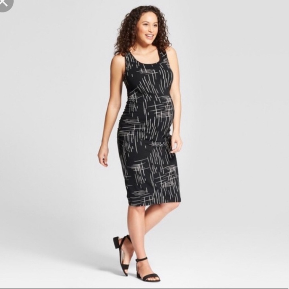 Ingrid Black & White midi maternity dress